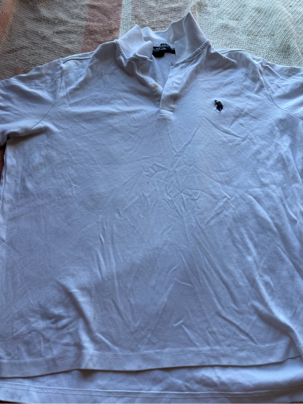 U.S. Polo Assn. White Polo with Navy Embroidered Logo